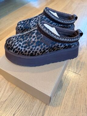 NIB Women’s UGG Tazz Caspian Burnt Cedar Size 5 Platform Mules Slippers